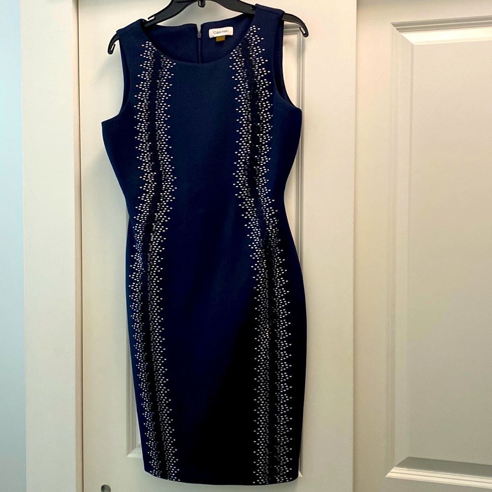 Navy sparkly Calvin Klein midi dress